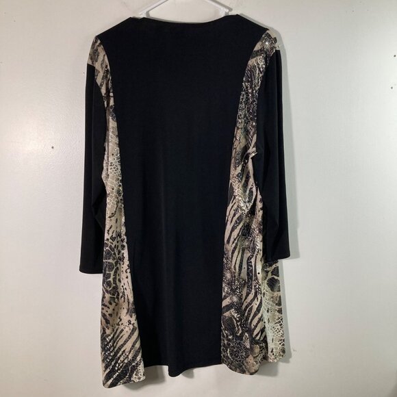 Womens Chicos Travelers Collection Open Cardigan Animal Print Beads L - Picture 2 of 10